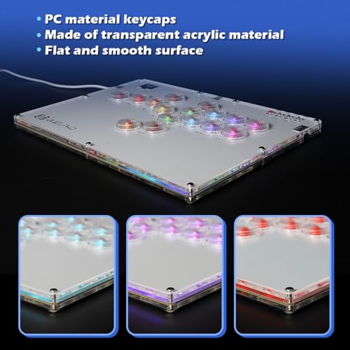 Duelpad Leverless Controller Arcade Stick, Zen16 Arcade Controller for PC/PS3/PS4/PS5/Switch/Steam, All-Button Arcade Fight Stick with SOCD/TURBO/Custom RGB/Hot-Swap/Low-Profile Switch (Medium) - size: Medium