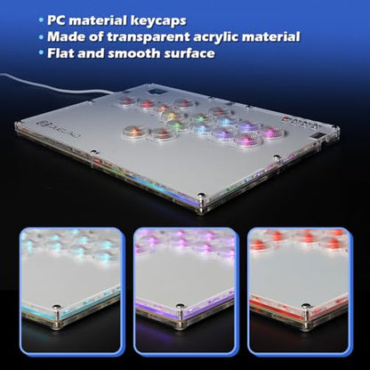 Duelpad Leverless Controller Arcade Stick, Zen16 Arcade Controller for PC/PS3/PS4/PS5/Switch/Steam, All-Button Arcade Fight Stick with SOCD/TURBO/Custom RGB/Hot-Swap/Low-Profile Switch (Medium) - size: Medium