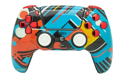 Custom Controllerzz Custom Wireless Controller Compatible with PS5 - Multiple Designs Available (Abstract Fusion & Red Chrome) - color: Abstract Fusion & Red Chrome