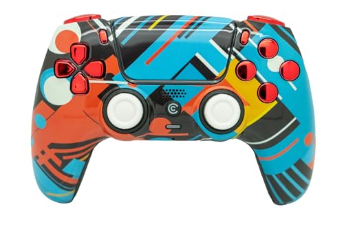 Custom Controllerzz Custom Wireless Controller Compatible with PS5 - Multiple Designs Available (Abstract Fusion & Red Chrome) - color: Abstract Fusion & Red Chrome