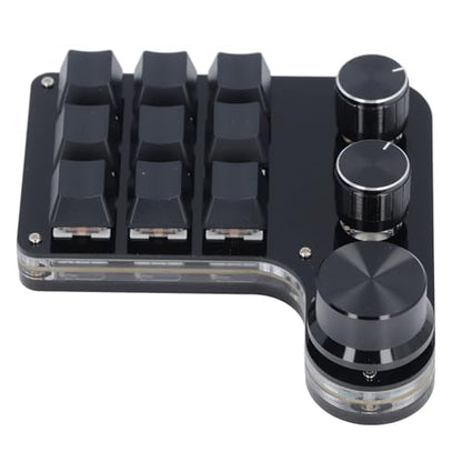 USB Mini Macro Mechanical Keypad with 9 Programmable Keys and 3 Control Knobs, Red Switches, RGB LED Backlit, Onboard Memory Storage, Wired Gaming and Industrial Controller for