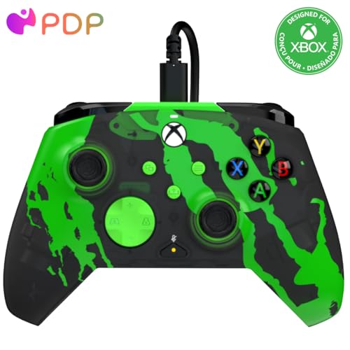 PDP Rematch Glow Enhanced Wired Controller for Xbox Series X|S & Xbox One | Licensed for Xbox & PC, 2 Mappable Back Buttons, Advanced Customization in Companion App, Glow-in-the-Dark, Jolt Green - color: Jolt Green, style: Controller