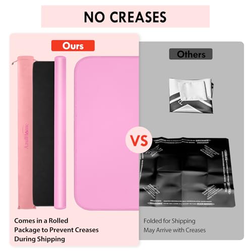 Pink 31.5" Crease-Free Non-Slip Noise Reduction Mahjong Mat | American Mahjong Table Cover with Carrying Bag for Poker Card Games Dominoes & Board Games - color: Pink