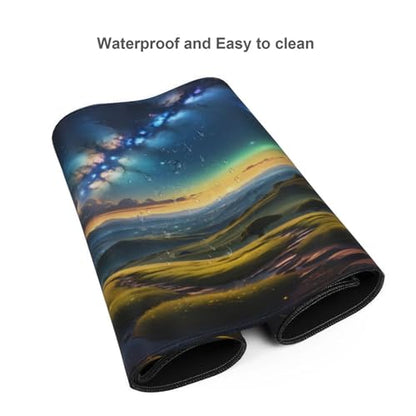 XXL Gaming Mouse Pad 35.4x15.7 inch, Starry Mountain Path Landscape Theme Desk Mat,Large Green Meadow Flower Scene Mousepad (Green Meadow) - color: Green meadow