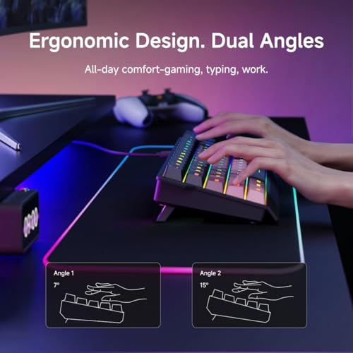 SEUNKWANG F61 60% Gaming Keyboard Wired, RGB Backlit Membrane Keyboard with PBT Keycaps, Compact Design, Lanyard Wired Keyboard for Mac/Win (Black Pink, Wired) - color: Black Pink