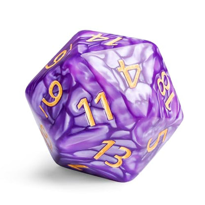 20 Sided DND Dice,D20 Giant Polyhedral Dice,55mm Titan Large Pearl Color D20 Dice,20 Sided Cube D&D Dice Set for Dungeons and Dragons, RPG, MTG Table Games(Purple-Pearl Series) - color: D-20 Purple