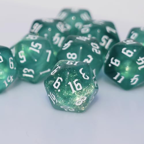 10PCs D20 Polyhedral Dice Set 22mm for DND RPG MTG Dungeons and Dragons Dice (Cyan) - color: Cyan