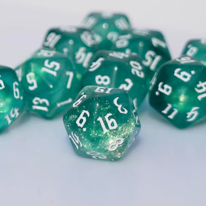 10PCs D20 Polyhedral Dice Set 22mm for DND RPG MTG Dungeons and Dragons Dice (Cyan) - color: Cyan