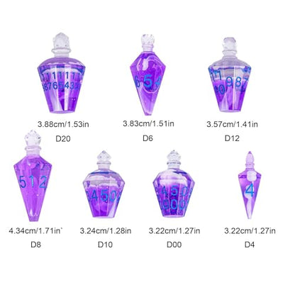 7PCS Potion DND Dice Set,Transparent Sharp Edge Dice Set D&D RPG Polyhedral Dice,for Dungeons and Dragons TTRPG Games Roleplaying Games.(Purple with White Smoke) - color: Purple With Smoke