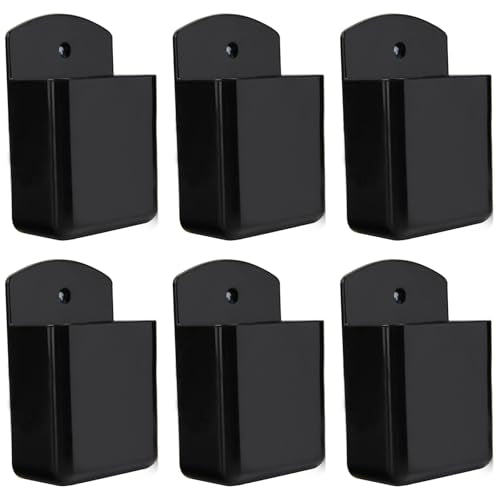 Pack of 6 Self Adhesive TV Air Conditioner Remote Control Holder Wall Mount Storage Box Organizer - color: Black, size: 6 Pack