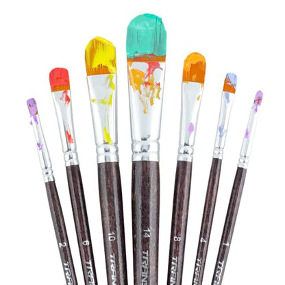 Transon 7pcs Artist Filbert Paintbrush Set for Acrylic Watercolor Gouache Oil and Body Painting - style: Filbert
