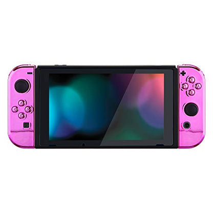 eXtremeRate DIY Replacement Shell Buttons for Nintendo Switch & Switch OLED, Chrome Pink Custom Housing Case with Full Set Button for Joycon Handheld Controller - Console Shell NOT Included - color: Chrome Pink