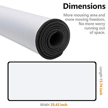 Qisan Large Gaming Mouse Pad Extended Desk Mat 35.43 x 15.74 x 0.15 Inch | Foldable Thick Keyboard Mat with Stitched Edges | Non-Slip Rubber Base for Desktop, Laptop & Gaming - White - color: White