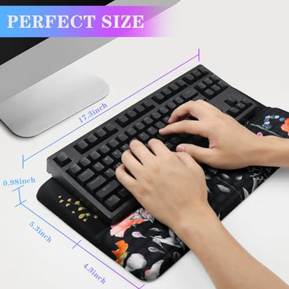 Computer Keyboard Stand with Wrist Rest, Ergonomic Tilted Keyboard Holder - Keyboard Riser with Wrist Pad - Keyboard Tray Support for Office Home - Black Flowers - color: Keyboard Stand-black Flowers
