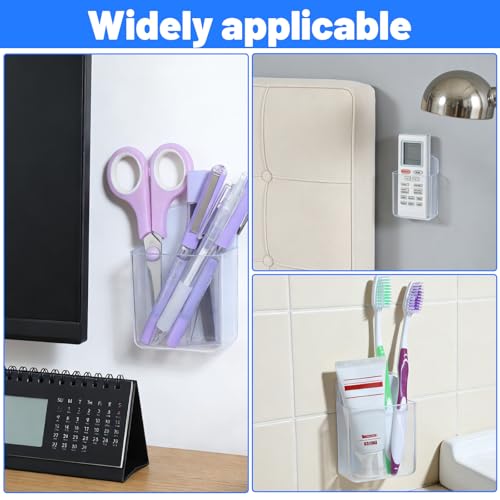 2-Pack Wall Holder for Remote Control,Clear Wall Remote Control Holder,for TV & AC Remotes,No Drilling Required, Also Suitable for Pens & Small Office Supplies