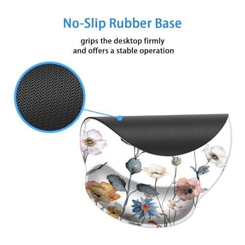 Mouse Pad with Wrist Support, Ergonomic Mouse Pad with Memory Foam Wrist Rest Cushion, Non-Slip Rubber Base Gaming Mice Pad for Home Office Computer Laptop,Cute Flowers - color: Cute Flowers