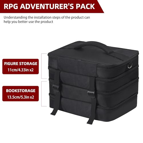 Brappo Travel Bag compatible DND Miniatures, DND Dice, Maps, DM's Guide, and Player's Handbook, For RPG, MTG Tabletop Game Collections(Case Only) (black)