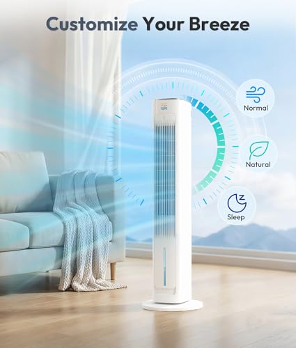Portable Evaporative Air Cooler, 3-in-1 Cooling Fans that Blow Cold Air With 3L Water Tank, 38'' Tower Fan for Bedroom, Office with 3 Speeds, 12H Timer, Oscillation, 2 Ice Packs - color: White