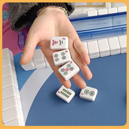 bestcool American Mahjong Set with Floral Quilted Carrying Bag | 166 White Tiles, Easy-to-Read Markings, Wind Indicator, Organized Storage, Game Night & Travel
