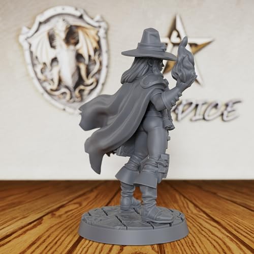 AUSPDICE Gothic Monster Stalker DND Miniatures, 32mm Vampire Hunter-AS537 | Unpainted Human Mage Figurine with Crossbow for Dungeons and Dragons, Tabletop Gaming, TTRPG and Gothic RPG Adventures