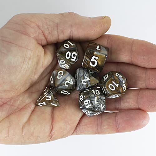 Paladin Roleplaying Bronze and Gray DND Dice - Full RPG Set - 'Gargoyle'