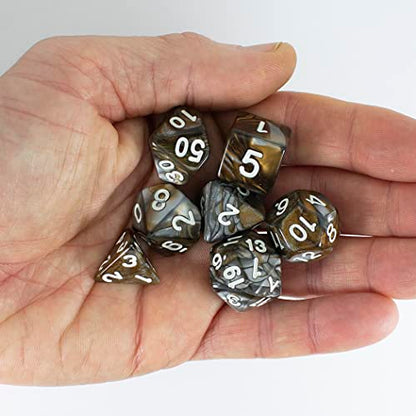 Paladin Roleplaying Bronze and Gray DND Dice - Full RPG Set - 'Gargoyle'