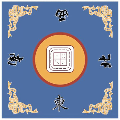 Mahjong Table Mat 31.5" x 31.5" Anti Slip Noise Reducing Cover Blue | Machine Washable Game Pad with Storage Bag, Wear Resistant Fabric for Poker Card Dominoes Family Game Night - color: Style 1 Blue