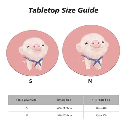 Famame Cute Pink Pig Fitted Round Tablecloth Waterproof Table Cloth with Elastic Edge Wipe Clean Table Covers for Indoor Outdoor Fits 45"-50", Medium - color: Pink Pig