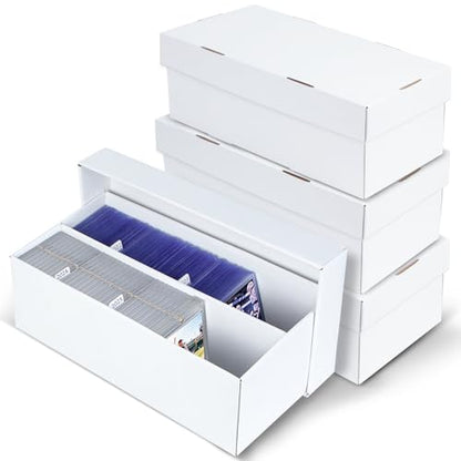 4 Pack Trading Card Storage Box - Holds 320 Top Loaders & 88 One Touch - Cardboard Case with Dividers for Sport Cards (2 Rows) - size: 2 Rows