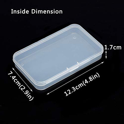 AKOAK Clear Polypropylene Rectangle Mini Storage Containers Box with Hinged Lid for Card,Accessories,Crafts,Learning Supplies,Screws,Drills,Battery,4.8" x 2.9" x 0.67",Pack of 4 | For Card, Accessories, Crafts, Learning Supplies, Screws, Drills, Battery