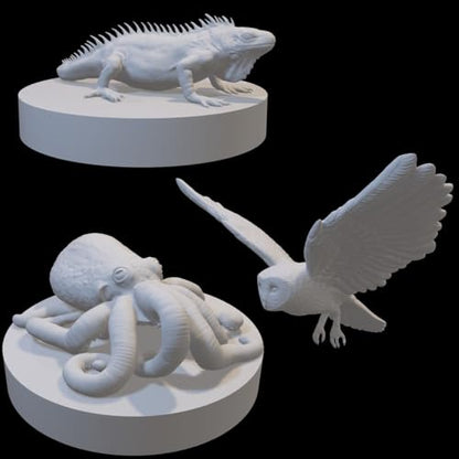 Wizard Familiar Miniatures Set for DnD, D&D, Pathfinder, Table Top RPG, and more - 15-piece set