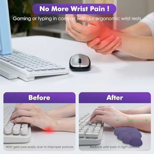 MoKo Cloud Wrist Rest for Keyboard and Mouse with Mouse Pad, Purple | Ergonomic Cloud Arm Keyboard Wrist Rest with Mouse Rest Wrist Pad, Durable Polyester, For Office, Gaming, Computer, Laptop - color: Gradient Purple