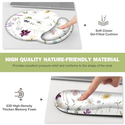 Gaming Mouse Pad, Large Desk Mat Cute Desk Pad Protector, 4in1 XXL Mousepad | + Keyboard Wrist Rest+Mouse Wrist Rest+Coaster Set with Ergonomic Desk Pad for Home Office Computer, Purple Flower Plants - color: Purple Flower Plants