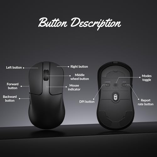 Keychron M3 Mini Wireless Optical Mouse, Bluetooth 5.1/2.4 GHz/Wired Gaming Mouse, Programmable PixArt 3311 Sensor with up to 26,000 DPI/ 650 IPS, Lightweight Ergonomic for Windows Mac Linux - Black - color: Black, style: PixArt 3311 (1K Polling Rate)
