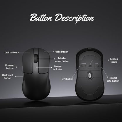 Keychron M3 Mini Wireless Optical Mouse, Bluetooth 5.1/2.4 GHz/Wired Gaming Mouse, Programmable PixArt 3311 Sensor with up to 26,000 DPI/ 650 IPS, Lightweight Ergonomic for Windows Mac Linux - Black - color: Black, style: PixArt 3311 (1K Polling Rate)
