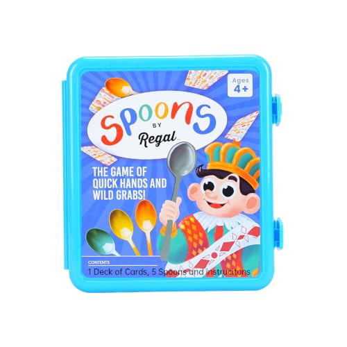 Regal Games Spoons Card Games for Kids - Spoons Game, Deck of Cards, Fun Family Games for Kids and Adults, Playing Cards, Game Night, Travel Games, 3-5 Multi-Player Card Game, Games for Adults