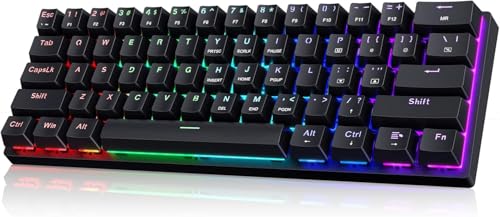 Portable 60% Mechanical Gaming Keyboard, Wired Keyboard with Blue Switches,LED Customization Backlit,61 Keys Ultra-Compact Mini OfficeKeyboard for PC/Mac/Xbox,Easy to Carry On Trip-Black - color: Premium Black