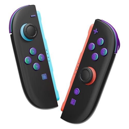 eXtremeRate DIY Replacement Full Set Buttons for Joycon 2, Custom ABXY Direction Keys Dpad + - C Home Capture Release L R ZR ZL Trigger Buttons for Nintendo Switch 2 Controller- Chameleon Green Purple - color: Chameleon Green Purple
