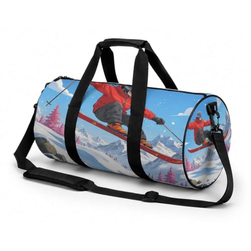 17 Inch Snowboard Graphic Sports Backpack Full Print Mountain Landscape Outdoor Gym Bag with Shoe Compartment (06)