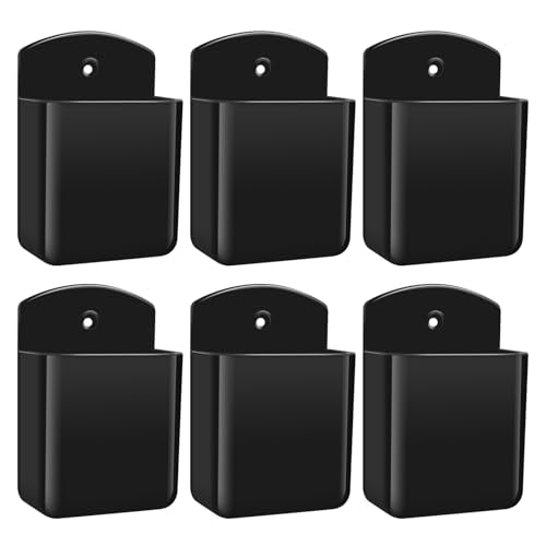 6 PCS Remote Control Holders Wall Mount, Self Adhesive TV Air Conditioner Remote Control Holder, Wall Mount Storage Box Organizer Wall Pen Holder Storage for Home Office School (Black) - color: Black