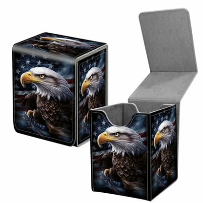 Card Deck Box for Trading Cards,MTG Commander Deck Box Fits 100+ Single Sleeved Cards,Leather Magnetic Card Storage Box for YuGiOh TCG CCG Cards,America Eagle - color: America Eagle