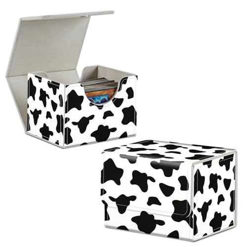Black White Cow Print Card Deck Box Trading Cards with Strong Magnet Commander Deck Box Card Storage Box Magic Premium Card Storage Box Case Cover for TCG CCG Magic Cards - color: Black White Cow Print, size: A Card Deck Box