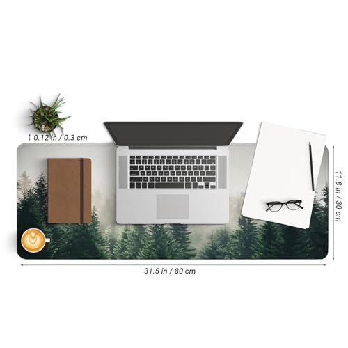 Gaming Mouse Pad with Anti-Slip Rubber Base, Extended Large Computer Mouse Mat with Stitched Edges, Long XL Anime Mousepad for Laptop and Keyboard, 31.5 x 11.8 inch (Forest Tree) - color: Forest Tree