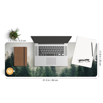 Gaming Mouse Pad with Anti-Slip Rubber Base, Extended Large Computer Mouse Mat with Stitched Edges, Long XL Anime Mousepad for Laptop and Keyboard, 31.5 x 11.8 inch (Forest Tree) - color: Forest Tree
