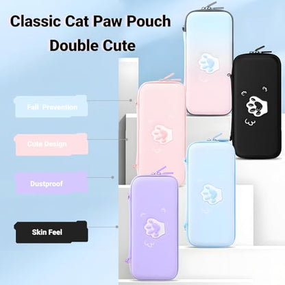 QUBAMG Cat Paws Carry Case Compatible with Nintendo Switch and Switch OLED Console -Protective Hard Portable Travel Carry Case Shell Pouch with Pockets for Accessories and Games Black - color: Black Cat Paws