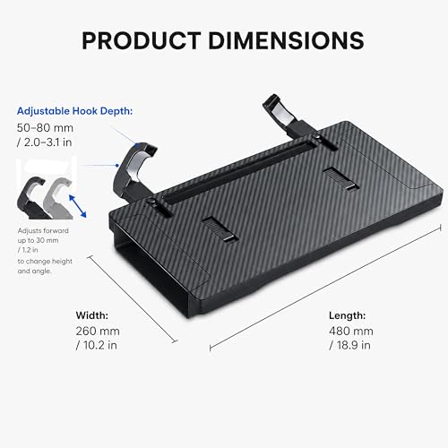 2-in-1 Steering Wheel Tray and Car Laptop Desk with Seat Gap Organizer | Carbon fiber look for working, eating or tablet use, fits standard round steering wheels,use only while safely parked