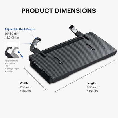 2-in-1 Steering Wheel Tray and Car Laptop Desk with Seat Gap Organizer | Carbon fiber look for working, eating or tablet use, fits standard round steering wheels,use only while safely parked