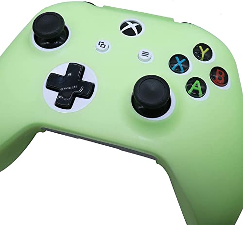Controller Skins Silicone Grip Glow in The Dark Protective Case for Xbox One Controller(Not Fit Xbox Series Controller) + 6 Grips Accessories Glow in The Dark. - color: Glow Green