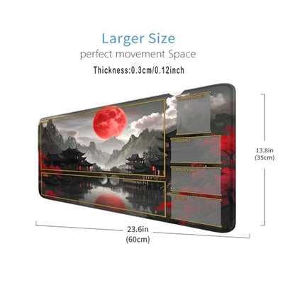 MTG Playmat Stitched Edges, Game Play Mat for MTG TCG 24 x 14 inches Trading Card Inked Game Playmats with Storage Bag Smooth Rubber Surface Battle - color: Pattern10 Wirh Zones