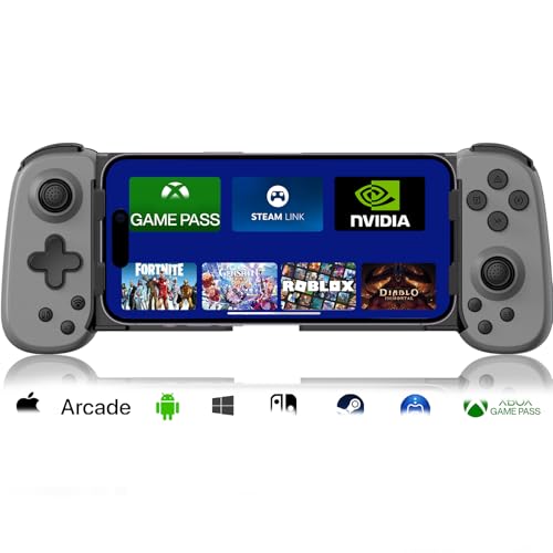 arVin Mobile Gaming Controller for iPhone, Android with Phone CASE Support, Wireless Gamepad for iPhone/iPad/Samsung/Tablet/Switch/PS4/PC - Play Xbox Cloud Gaming/PS Remote Play/Steam Link/GeForce Now - color: Gray, size: Standard Version(D6)